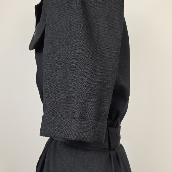 Vintage Black Belted Utility Dress β No Label β Classic Safari-Inspired Silhouet - Picture 5 of 9